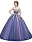 cheap Evening Dresses-Ball Gown Color Block Formal Evening Dress Strapless Sleeveless Floor Length Tulle with Appliques 2020
