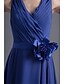 cheap Bridesmaid Dresses-A-Line V Neck Knee Length Chiffon Bridesmaid Dress with Flower / Pleats by LAN TING BRIDE®