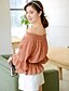 cheap Women&#039;s Blouses &amp; Shirts-Women&#039;s Street chic Petal Sleeves Cotton Blouse - Solid Colored Peplum / Ruched Boat Neck