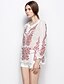 baratos Blusas de mulher-LIFVER Feminino Decote Redondo Manga Comprida Shirt &amp; Blusa Branco-S1466