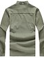 billige Poloskjorter til herrer-Lin Store størrelser Polo Herre - Ensfarget Militærgrønn / Langermet