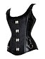 cheap Corsets &amp; Shapewear-Women&#039;s PU Lace Up Plus Size / Underbust Corset / Overbust Corset - Floral Black