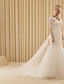 baratos Vestidos de Casamento-Vestidos de noiva Sereia Decote V Meia Manga Cauda Watteeau Renda Vestidos de noiva Com Renda Apliques 2024