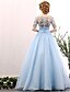 cheap Prom Dresses-Ball Gown Dress Formal Evening Floor Length Jewel Neck Tulle with Beading Embroidery 2024