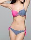 preiswerte Bikinis und Bademode-Damen Push-Up Muster Halter Rosa Orange Dunkelblau Bikinis Bademode Badeanzug S M L Rosa