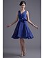 cheap Bridesmaid Dresses-A-Line V Neck Knee Length Chiffon Bridesmaid Dress with Flower / Pleats by LAN TING BRIDE®