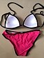 abordables Biquinis y Bañadores para Mujer-Mujer Sólido Halter Fucsia Rosa Naranja Bikini Bañadores Traje de baño Fucsia