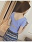 billiga Damtröjor-Women&#039;s Casual / Daily Street chic Solid Colored Short Sleeve Short Pullover, V Neck Summer Cotton Black / Orange / Blue