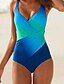 cheap One-piece swimsuits-Women&#039;s Swimwear One Piece Swimsuit Print Rainbow Blue Purple Wrap Strap Bathing Suits