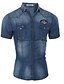 abordables Chemises Homme-Chemise Homme, Mosaïque - Coton Travail Bleu de minuit / Manches Courtes