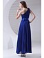 cheap Bridesmaid Dresses-A-Line One Shoulder Ankle Length Chiffon Bridesmaid Dress with Draping / Flower / Pleats by LAN TING BRIDE®