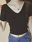 billiga Damtröjor-Women&#039;s Casual / Daily Street chic Solid Colored Short Sleeve Short Pullover, V Neck Summer Cotton Black / Orange / Blue