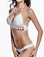 cheap Women&#039;s Swimwear &amp; Bikinis-Women&#039;s Push-up Boho Halter Neck White Black Bikini Swimwear Swimsuit S M L White