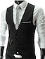 voordelige Gilets-Voor heren Vest Bruiloft Werk liiketoiminta Casual Smart Casual Katoen Polyester Effen V-hals Slank Zwart Hesje