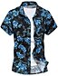 ieftine Cămăși de rochie pentru bărbați-Bărbați Cămașă Cămașă de Costum  Floral Guler Clasic Galben Albastru Manșon scurt Mărime Plus Plajă Imprimeu Zvelt Topuri Boho / Vară / Vară