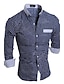 cheap Men&#039;s Casual Shirts-Men&#039;s Shirt Plaid / Check Classic Collar White Navy Blue Long Sleeve Daily Weekend Slim Tops