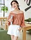 cheap Women&#039;s Blouses &amp; Shirts-Women&#039;s Street chic Petal Sleeves Cotton Blouse - Solid Colored Peplum / Ruched Boat Neck