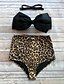 ieftine Bikini &amp; Costume Baie-Pentru femei Bustieră Fașă Elastică Talie Înaltă Talie Înaltă Negru Fucsia Maro Bikini Costume de Baie Costum de baie - Leopard Negru