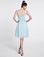 cheap Bridesmaid Dresses-A-Line Bridesmaid Dress Scoop Neck Sleeveless Knee Length Chiffon with Ruched / Draping 2022