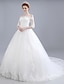 cheap Wedding Dresses-Ball Gown Off Shoulder Chapel Train Lace / Satin / Tulle Made-To-Measure Wedding Dresses with Lace by LAN TING BRIDE®