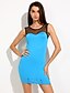 cheap Mini Dresses-Women&#039;s Plus Size Club Mini Sheath Lace Dress - Solid Colored Mesh Cotton Black Green Blue XL XXL XXXL