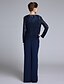 cheap Mother of the Bride Dresses-Jumpsuits Sheath / Column Mother of the Bride Dress Sparkle &amp; Shine Jumpsuits Scoop Neck Floor Length Chiffon Lace Long Sleeve with Sequin 2020