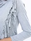 cheap Vest-Women&#039;s Blouse Solid Colored Cowl Neck White Black Gray Watermelon Long Sleeve Daily Tassel Fringe Tops