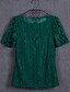 זול טישרטים לנשים-טלאים סגנון רחוב ליציאה טישרט - בגדי ריקוד נשים תחרה ירוק / אביב