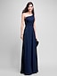 cheap Evening Dresses-Sheath / Column Empire Dress Wedding Guest Formal Evening Floor Length Sleeveless One Shoulder Bridesmaid Dress Chiffon with Ruched Beading 2024