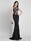 cheap Evening Dresses-Mermaid / Trumpet Formal Evening Dress Scoop Neck Sleeveless Sweep / Brush Train Jersey with Appliques 2021