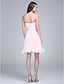 Χαμηλού Κόστους Φορέματα Παρανύμφων-Γραμμή Α Λεπτές Τιράντες Μέχρι το γόνατο Σιφόν Φόρεμα Παρανύμφων με Πιασίματα