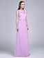 cheap Bridesmaid Dresses-Sheath / Column Bridesmaid Dress Cowl Neck Sleeveless Elegant Floor Length Chiffon with Sash / Ribbon / Ruched