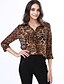 preiswerte Blusen und Hemden für Damen-Damen Hemd Leopard V Ausschnitt Leopard Langarm Casual Oberteile Einfach / Sommer