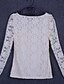 cheap Plus Size Tops-Women&#039;s T shirt Patchwork Plus Size Round Neck Going out Lace Long Sleeve Tops Streetwear Wine Green White