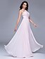 cheap Prom Dresses-A-Line Minimalist Keyhole Holiday Cocktail Party Prom Dress Illusion Neck Sleeveless Floor Length Chiffon Sheer Lace with Lace Ruched 2020 / Formal Evening