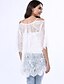 cheap Women&#039;s Blouses &amp; Shirts-Women&#039;s Blouse Shirt Solid Colored Strap White Black Short Sleeve Casual Daily Lace Tops Cotton