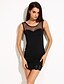 cheap Mini Dresses-Women&#039;s Plus Size Club Mini Sheath Lace Dress - Solid Colored Mesh Cotton Black Green Blue XL XXL XXXL