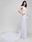 cheap Evening Dresses-Sheath / Column Celebrity Style Formal Evening Dress One Shoulder Sleeveless Watteau Train Jersey with Pleats