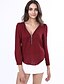 cheap Women&#039;s Blouses &amp; Shirts-Women&#039;s Blouse Shirt Solid Colored Deep V Wine White Black Green Yellow Long Sleeve Plus Size Weekend Tops Casual / Winter