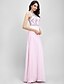 Χαμηλού Κόστους Φορέματα ειδικών περιστάσεων-Ίσια Γραμμή Illusion Seckline Μακρύ Σιφόν Φόρεμα με Χάντρες με TS Couture®