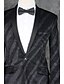 preiswerte Anzüge-Schwarz Streifen Reguläre Passform Polyester Anzug - Schalrevers Einreiher - 1 Knopf