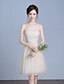 cheap Bridesmaid Dresses-Knee-length Lace / Satin / Tulle Bridesmaid Dress - A-line Strapless with Lace