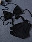 olcso Bikini-Női Fürdőruha Bikini Szabályos Fürdőruha Keresztpánt Egyszínű Fekete Pánt nélküli Fürdőruhák Egyszínű