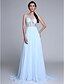 preiswerte Abendkleider-A-Linie U-Ausschnitt Pinsel Schleppe Chiffon Formeller Abend Kleid mit Applikationen durch TS Couture®