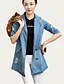cheap Women&#039;s Coats &amp; Trench Coats-Women&#039;s Print Blue Denim Jackets,Street chic ½ Length Sleeve Polyester