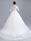 cheap Wedding Dresses-Ball Gown Off Shoulder Chapel Train Lace / Satin / Tulle Made-To-Measure Wedding Dresses with Lace by LAN TING BRIDE®