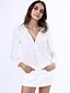 voordelige Damesblouses en -shirts-Dames Blouse Overhemd Effen Diepe V-hals Wijn Wit Zwart Groen Geel Lange mouw Grote maten Weekend Tops Casual / Winter