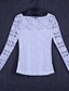 cheap Plus Size Tops-Women&#039;s T shirt Patchwork Plus Size Round Neck Going out Lace Long Sleeve Tops Streetwear Wine Green White
