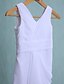 cheap Junior Bridesmaid Dresses-Sheath / Column V Neck Floor Length Chiffon Junior Bridesmaid Dress with Ruched / Cascading Ruffles / Natural