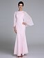 cheap Mother of the Bride Dresses-Mermaid / Trumpet Mother of the Bride Dress Elegant Jewel Neck Ankle Length Chiffon Long Sleeve No with Beading 2023